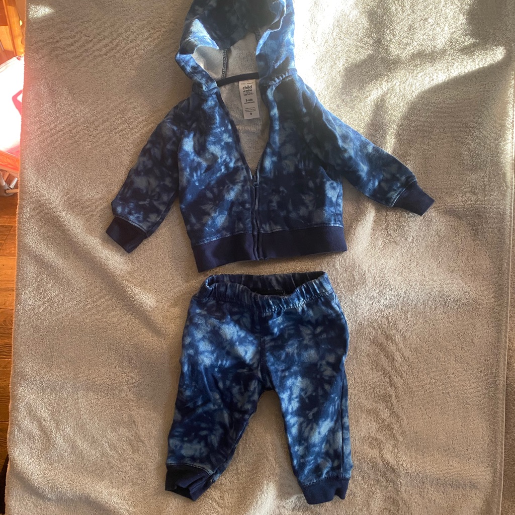 Carter’s Child Of Mine, 2-Pc Sweatsuit, Boys, Size 3-6 Months, Navy Blue & Blues